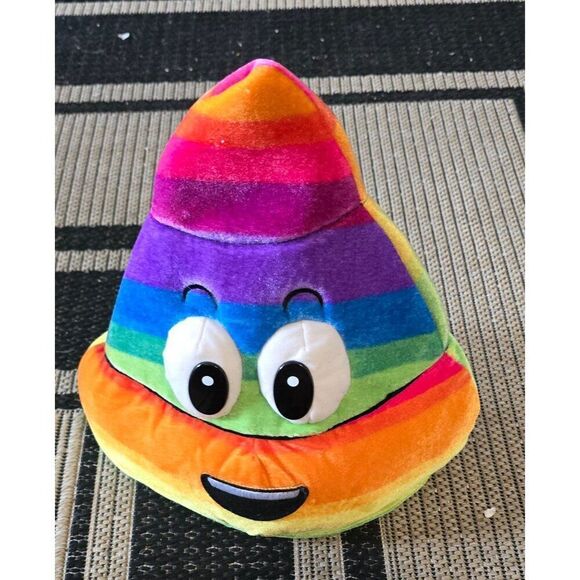 Colorful Rainbow Poop Emoji Hat Plush By Classic Toy Co. For Kids & Adults - Picture 1 of 8